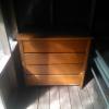 A dresser inside a tent at the White Pine tent site.